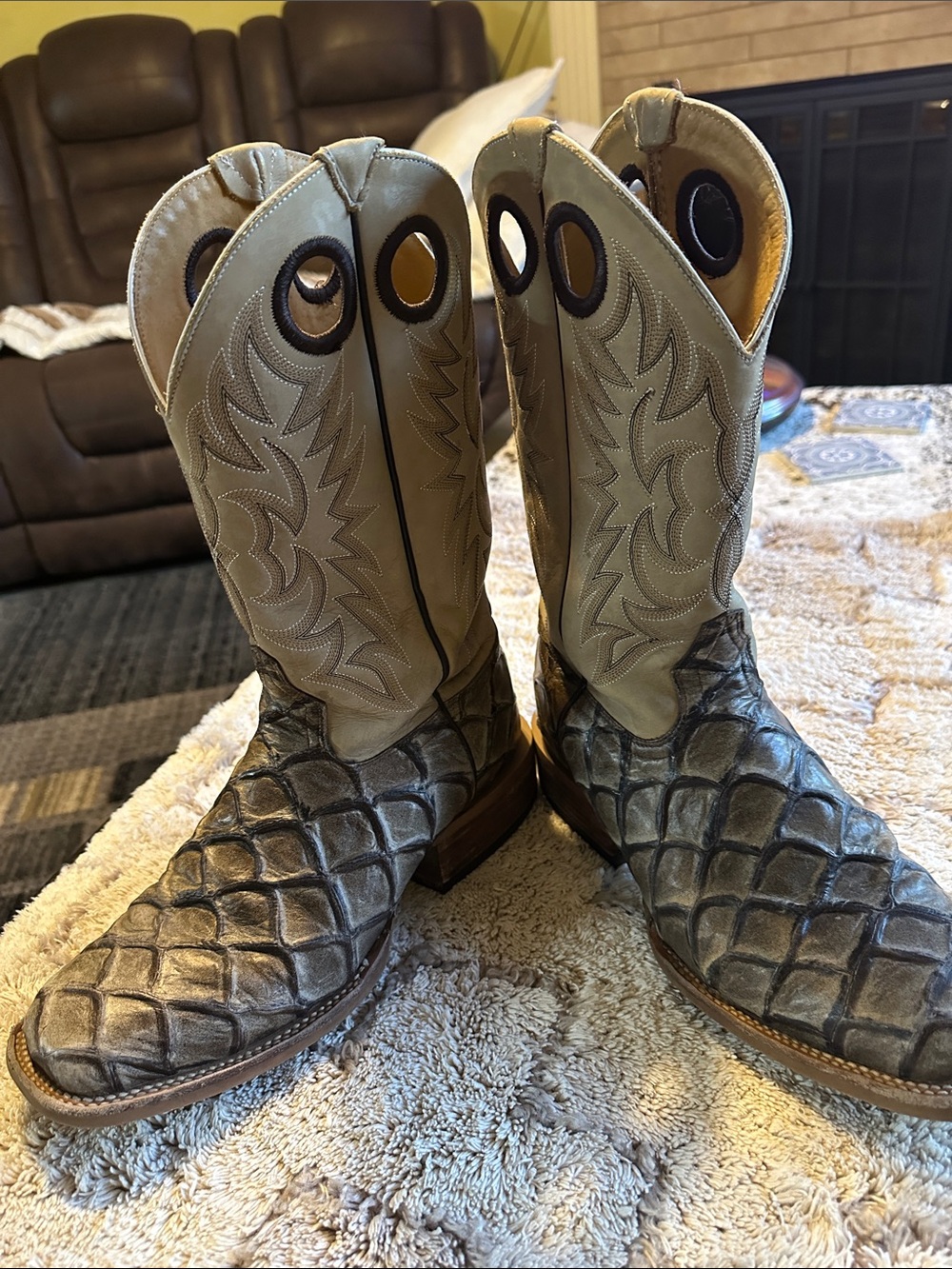 Cavender's Men's Western Boots in Taupe and Brown - Picture 12 of 12